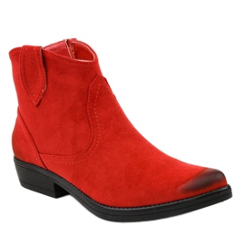 Červené ploché kozačky pro ženy kovbojské boty K860 1