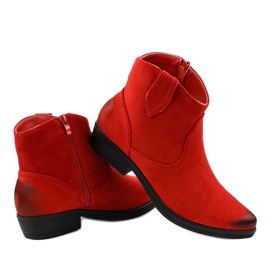 Červené ploché kozačky pro ženy kovbojské boty K860 3