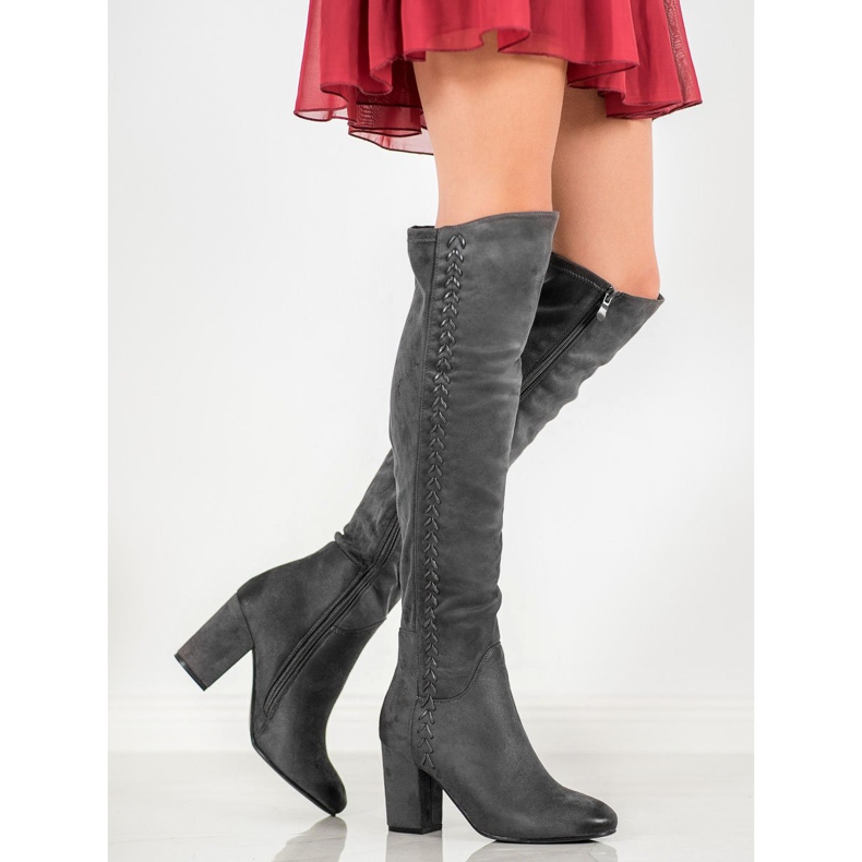 S. BARSKI Vzorované semišové boty šedá 1