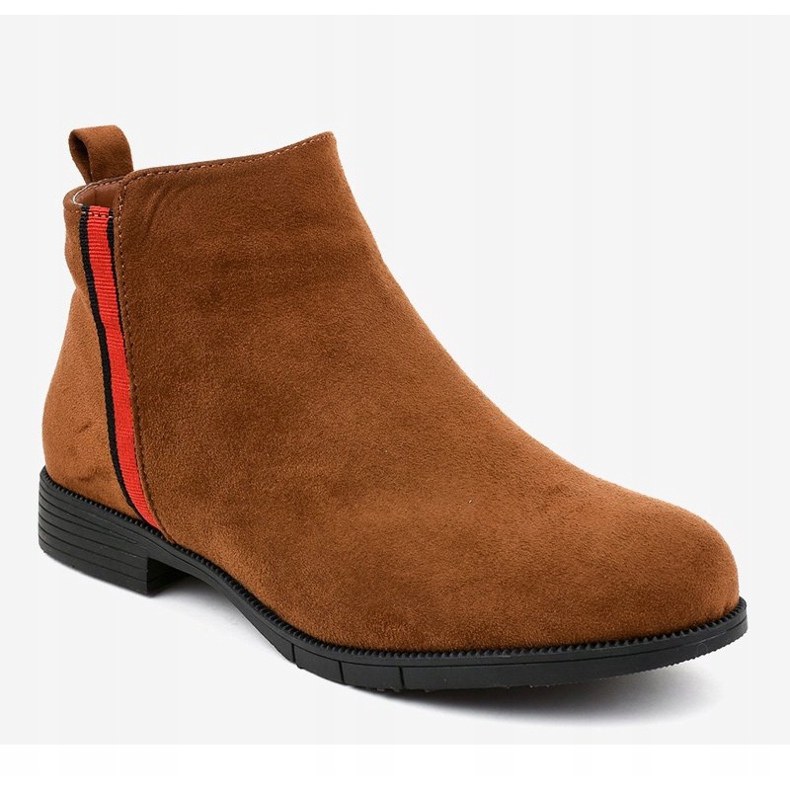 Hnědé dámské ploché kotníkové boty s kožešinou C08 hnědý 1