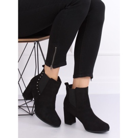 Černé kozačky na vysokém podpatku černé 8063 Black černá 2