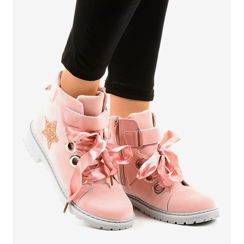 BM Růžové turistické boty s hvězdou TL51-4 růžový 1