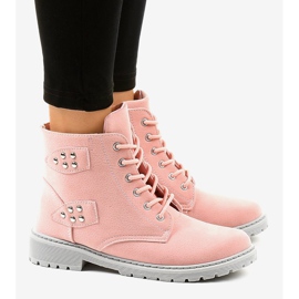 Růžové semišové ploché boty TL93-4 růžový 2