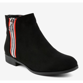 Dámské černé ploché kotníkové boty 88-269 černá 1