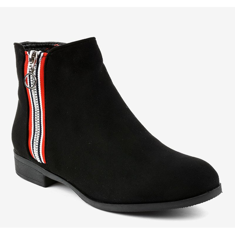 Dámské černé ploché kotníkové boty 88-269 černá 1