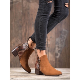 Kylie Boty Camel Snake Print hnědý 1