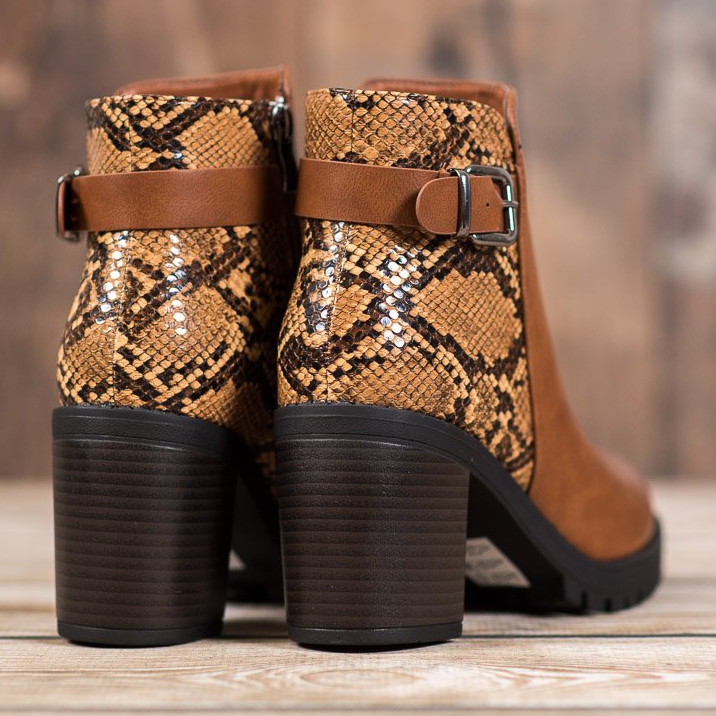 Seastar Boty na platformě Snake Print hnědý vícebarevný 1