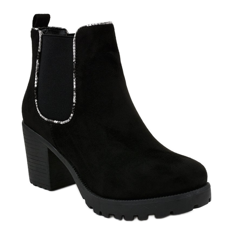 Černé kozačky na sloupku s elastickým M10-7 černý 1