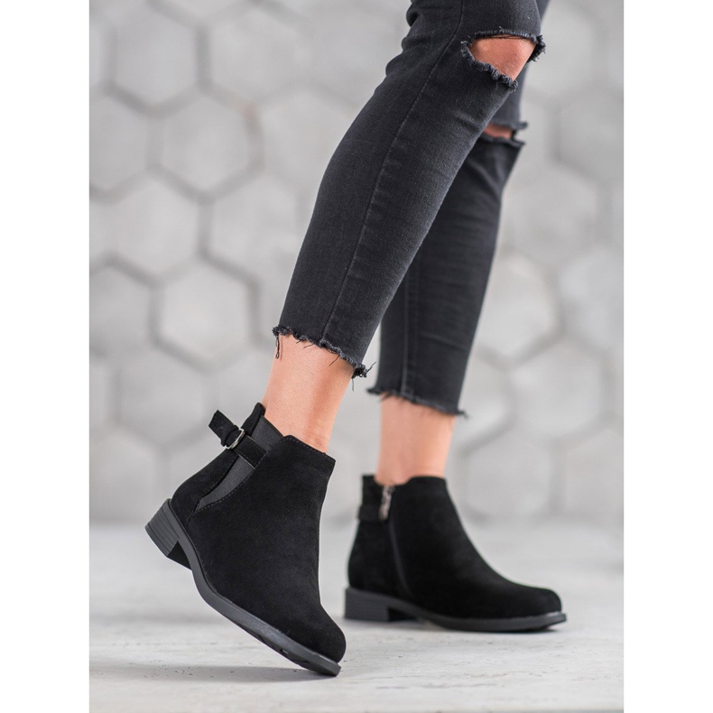 Ideal Shoes Semišové kozačky černý 1