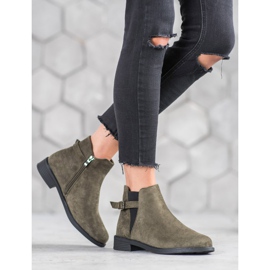 Ideal Shoes Semišové kozačky zelený 1