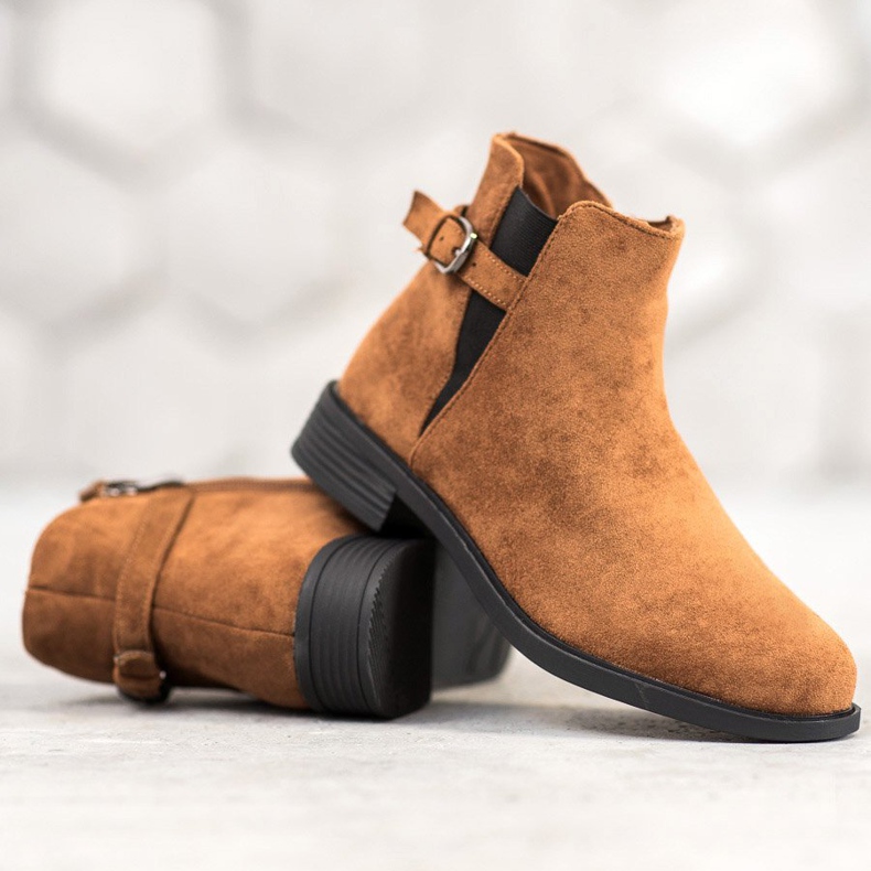 Ideal Shoes Semišové kozačky hnědý 1