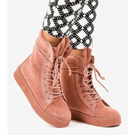 Růžové semišové ploché boty 7-3727B růžový 2 Růžové semišové ploché boty 7-3727B růžový 2