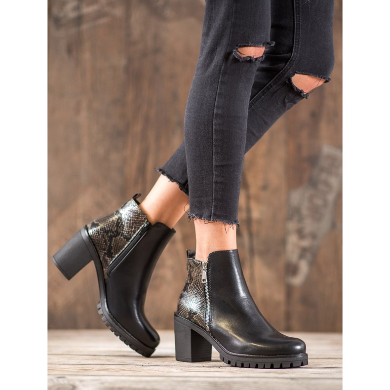 Seastar Boty na platformě Snake Print černá 1