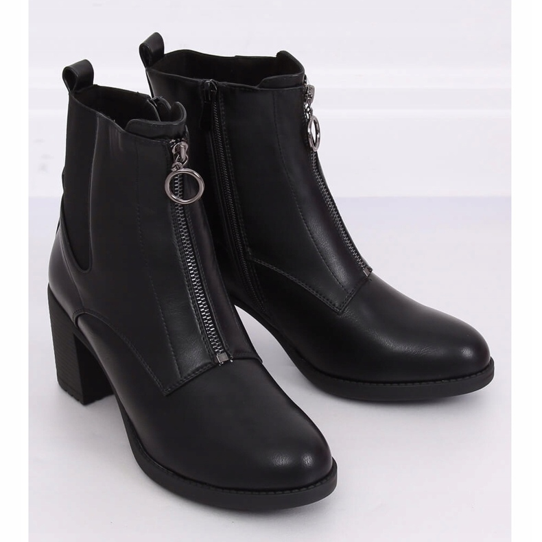 Boty na pohodlném podpatku černé SG-363 Black černý 1