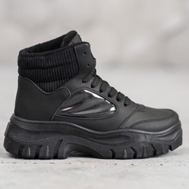 SHELOVET Módní šněrovací boty černý 1