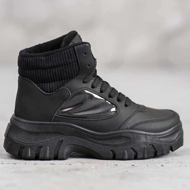 SHELOVET Módní šněrovací boty černý 1