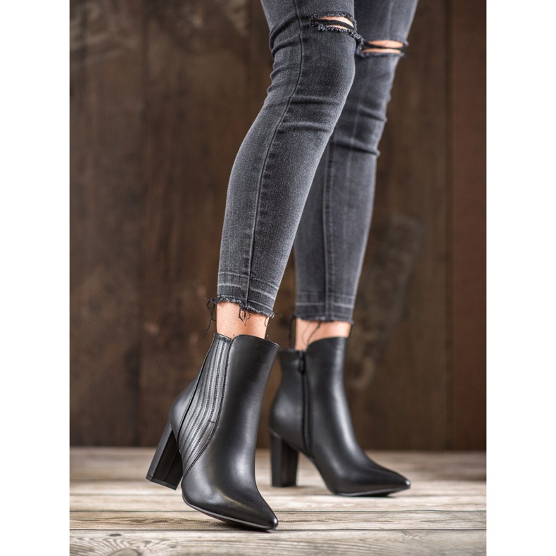 SHELOVET Sexy černé kozačky černá 2