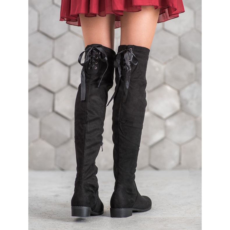 SHELOVET Semišové boty s vázáním černá 1