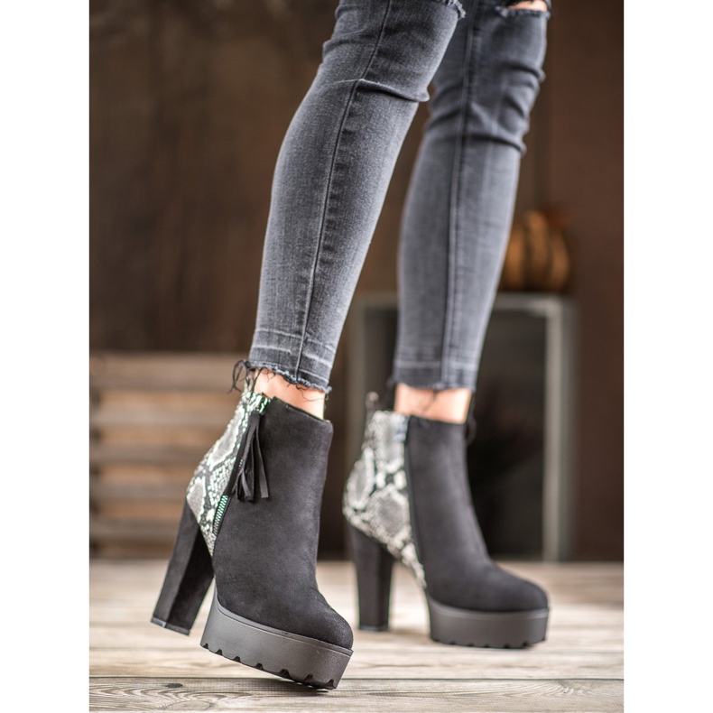 Weide Boty na platformě Snake Print černý 1