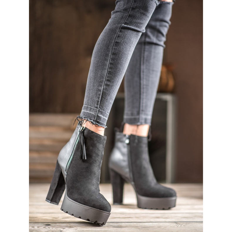 Weide Teplé boty na platformě černá 1