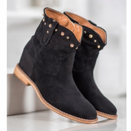 Bella Paris Semišové kovbojské boty s tryskami černá 4