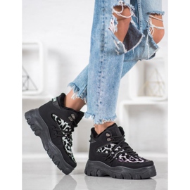 SHELOVET Tenisky s leopardím potiskem černá 1