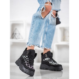 SHELOVET Tenisky s leopardím potiskem černá 2