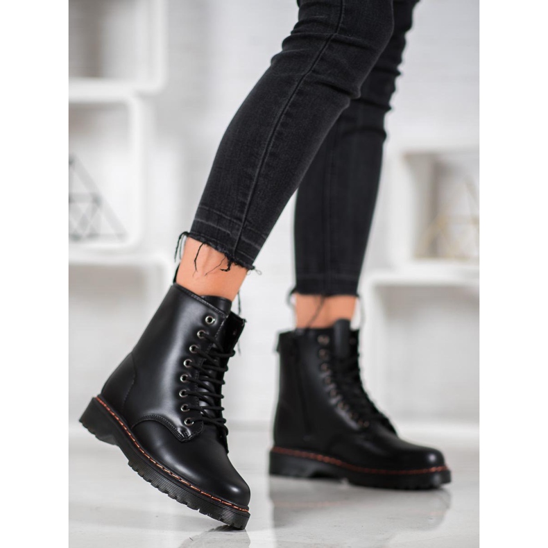 SHELOVET Černí dělníci s eko kůží černá 2