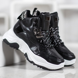 Bella Paris Módní šněrovací tenisky černý 2