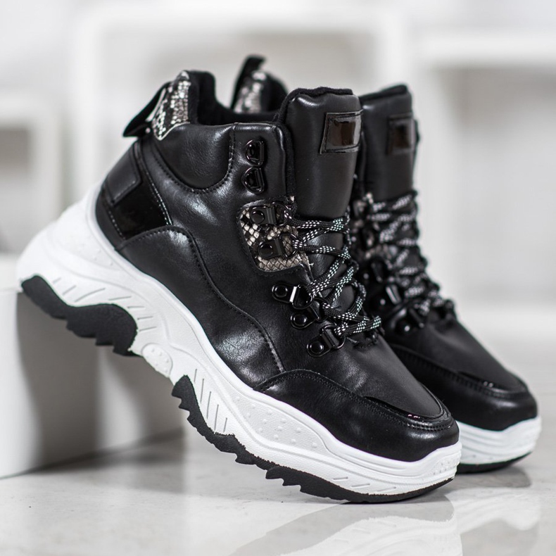 Bella Paris Módní šněrovací tenisky černý 2