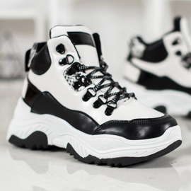 Bella Paris Módní šněrovací tenisky bílý černý 1