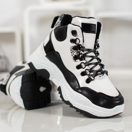 Bella Paris Módní šněrovací tenisky bílý černý 2