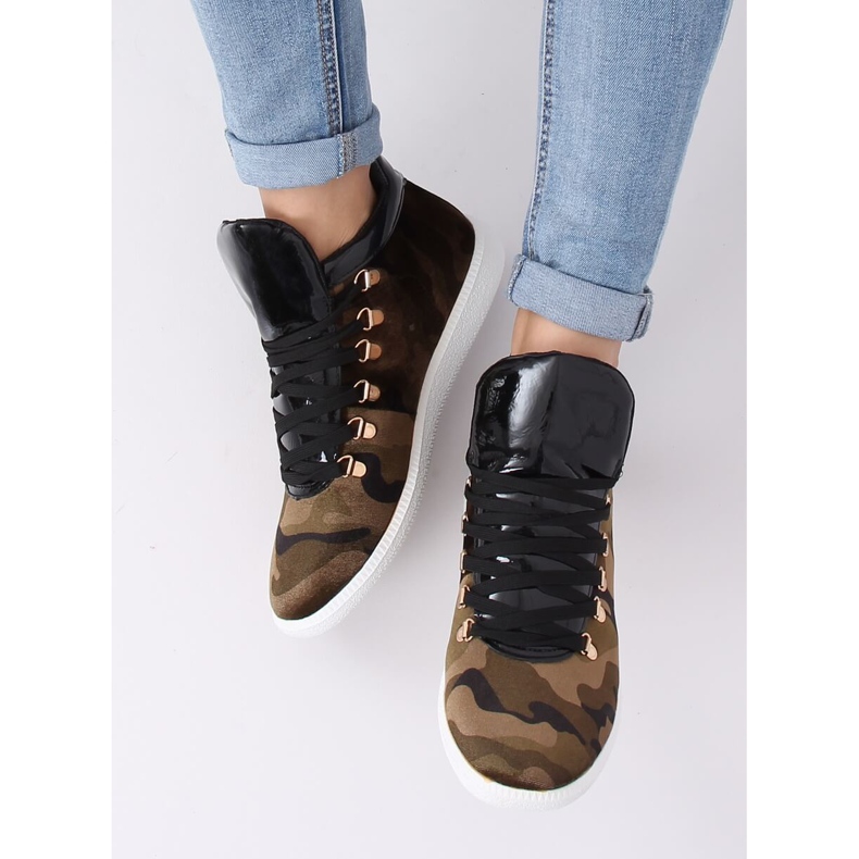 Sametové tenisky K1834206 Camuflaje vícebarevný zelená 2
