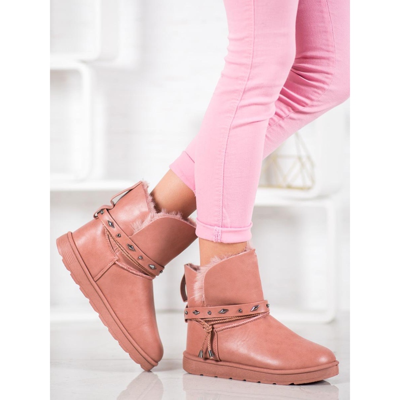 SHELOVET Mukluki s eko kůží růžový 2