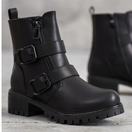 SHELOVET Černí dělníci se sponami černý 2