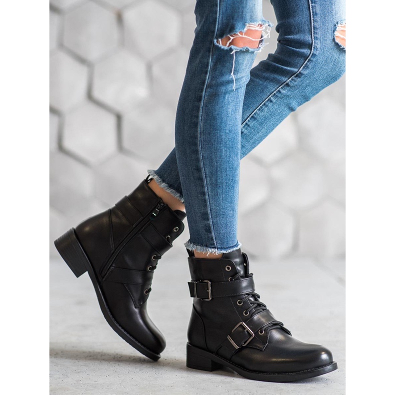 SHELOVET Teplí dělníci se sponami černá 2