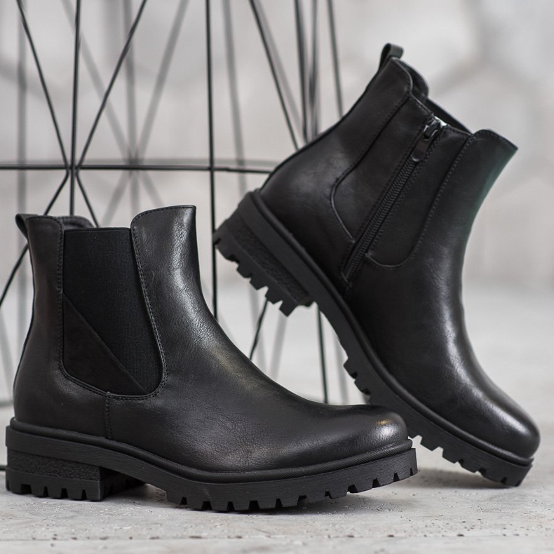 Super Mode Klasičtí dělníci z eko kůže černá 2