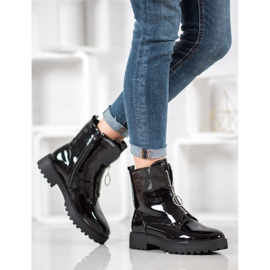 SHELOVET Lakovaní pracovníci z ekologické kůže černá 2