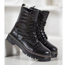 SHELOVET Módní dělníci s eko kůží černá 1