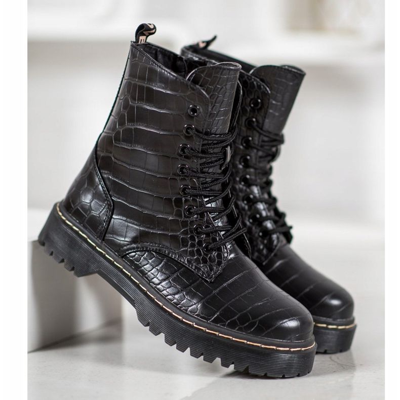 SHELOVET Módní dělníci s eko kůží černá 1