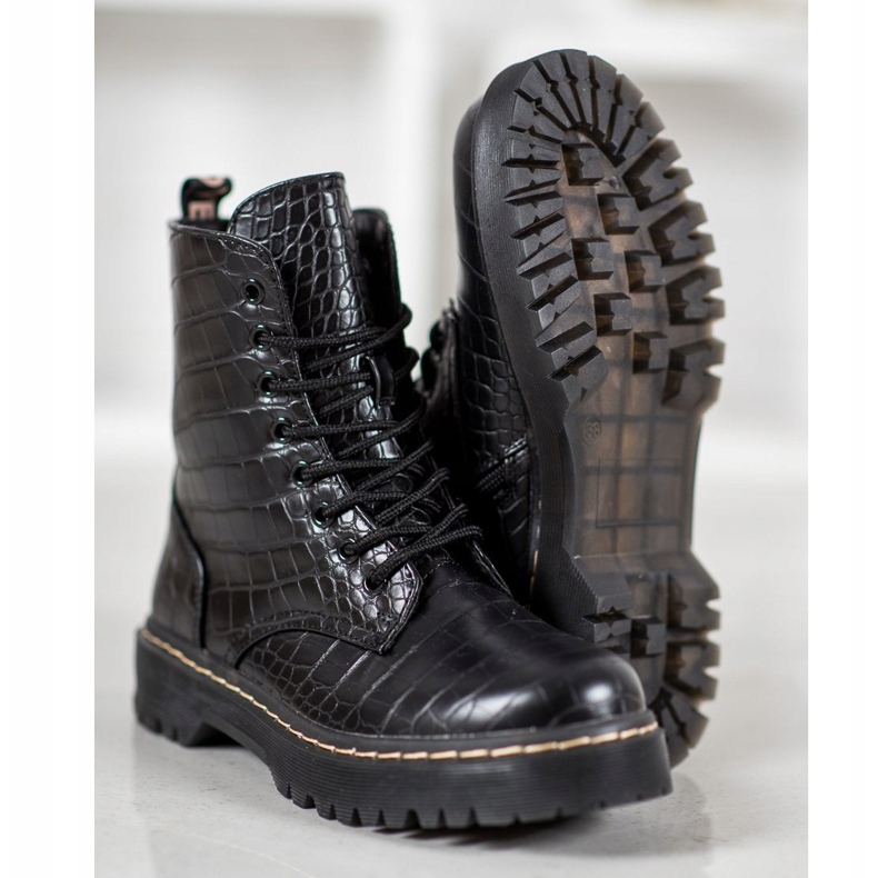 SHELOVET Módní dělníci s eko kůží černá 2