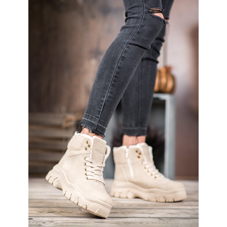 GOLL Teplé tenisky s ovčí kůží hnědý 1