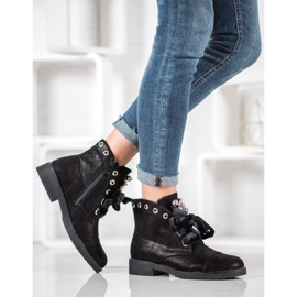 Bella Paris Boty S Ozdobnou Mašlí černá 2