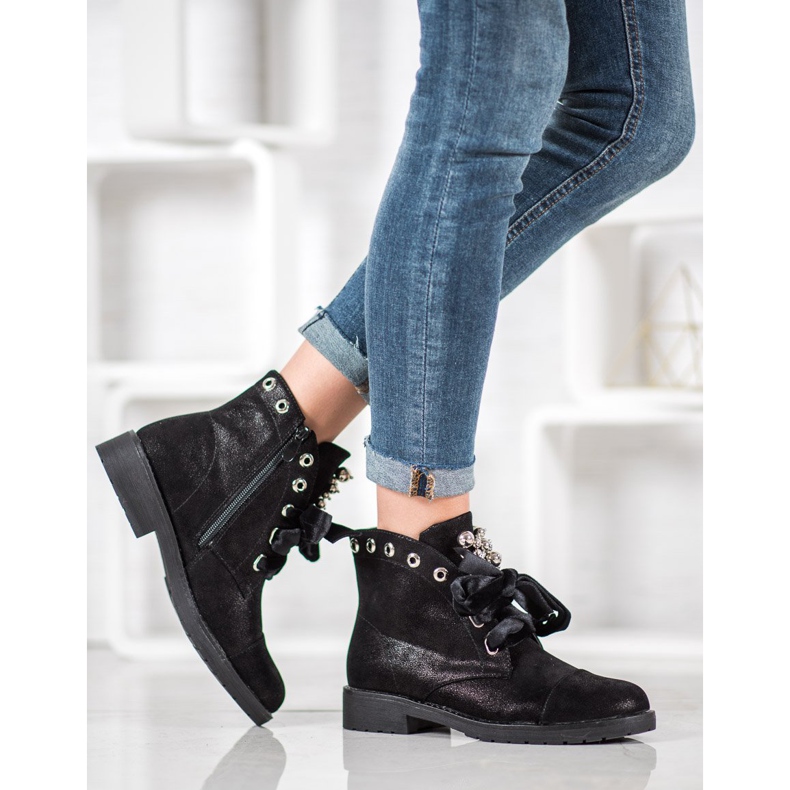 Bella Paris Boty S Ozdobnou Mašlí černý 2