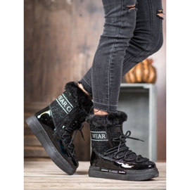 Bella Paris Módní klasické sněhové boty černá 1