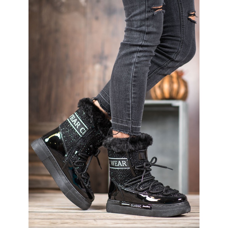 Bella Paris Módní klasické sněhové boty černá 1