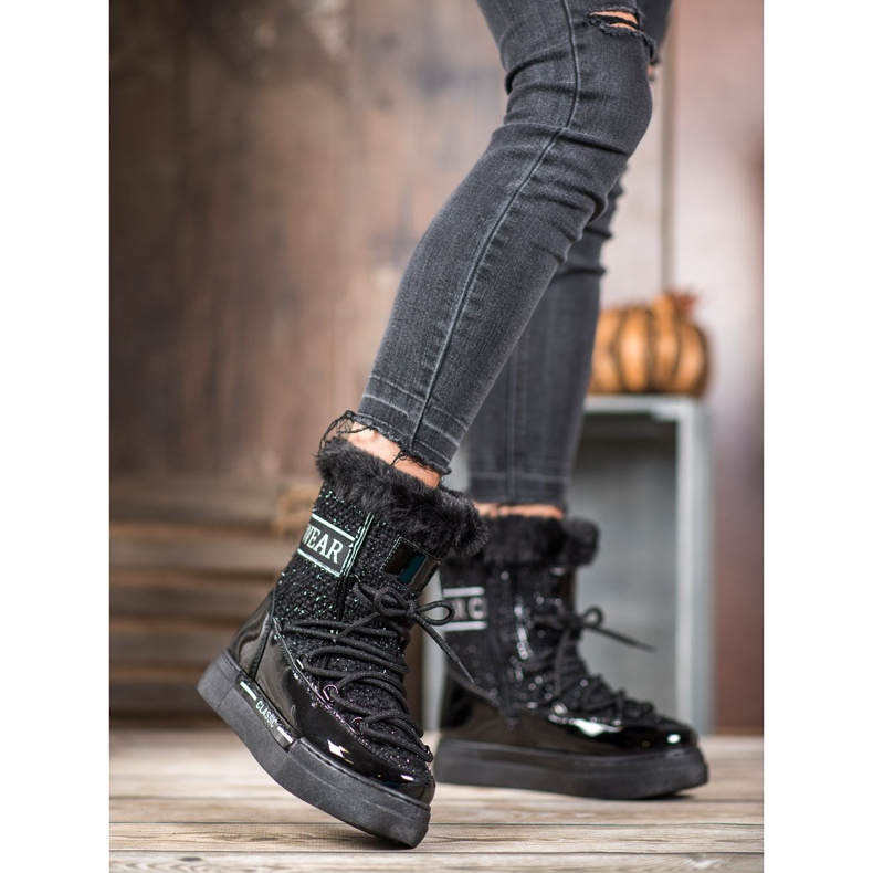 Bella Paris Módní klasické sněhové boty černá 2