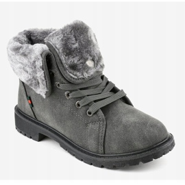 Šedé dámské zateplené boty TL54-3 šedá 1