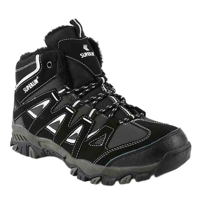 Černá pevná, izolovaná pánská turistická obuv 6282 šedá 1