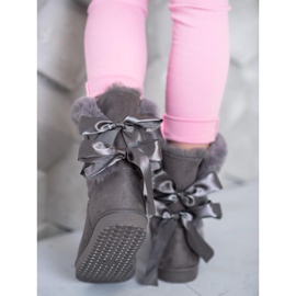 Vysoká Mukluki S Mašlemi šedá 2